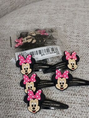 Minnie Mouse Pink Polka Dot Bow Hair Clips - Set of 10